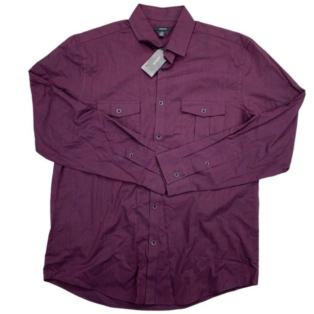 Alfani Mens Long Sleeve Warren Button Up Shirt, Size M